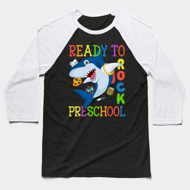 Dabbing Preschool Shark Back To School Baseball T-Shirt by kateeleone97023